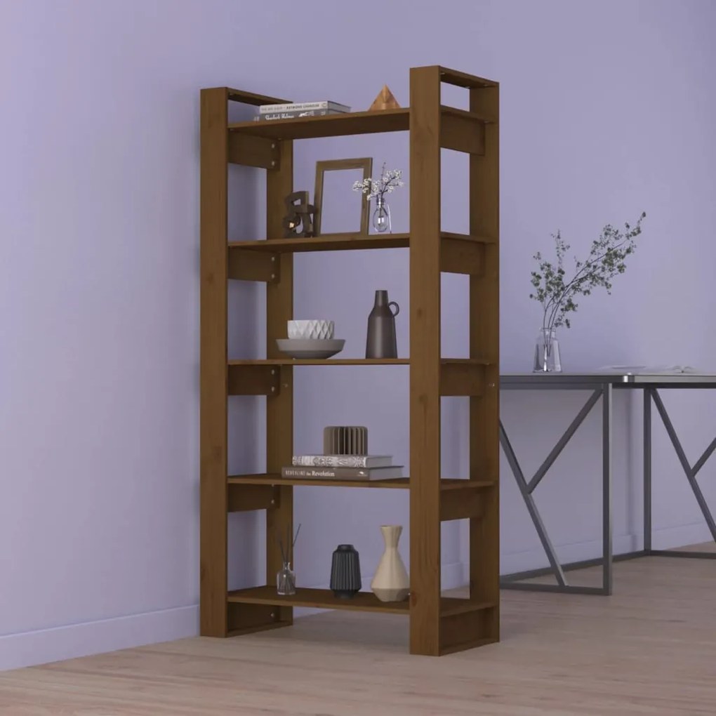 813912 vidaXL Bibliotecă/Separator cameră, maro miere, 80x35x160 cm, lemn pin