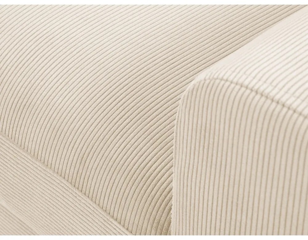 Colțar bej extensibil, cu spațiu de depozitare cu tapițerie din catifea reiată (cu colț pe partea stângă, cu șezlong) Kyoto – Cosmopolitan Design