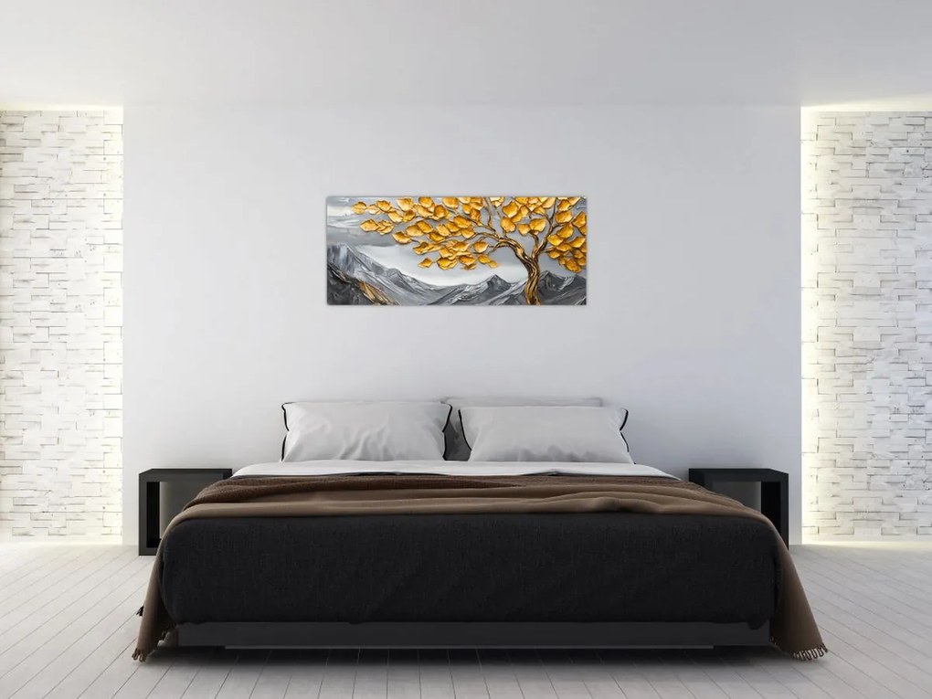 Tablou – Arbore cu frunze aurii (120x50 cm)