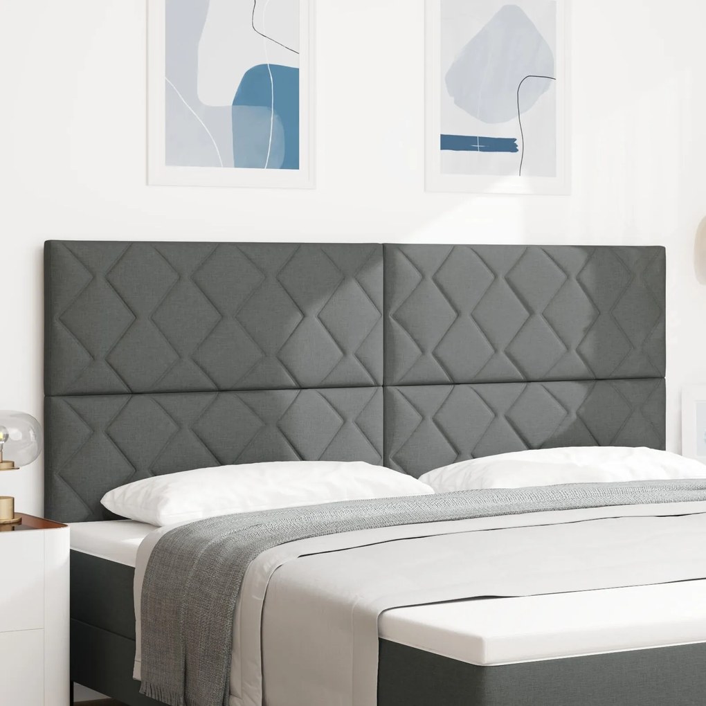 vidaXL Tăblie din Țesătură Geometric Manual Gri închis 200 cm țesătură
