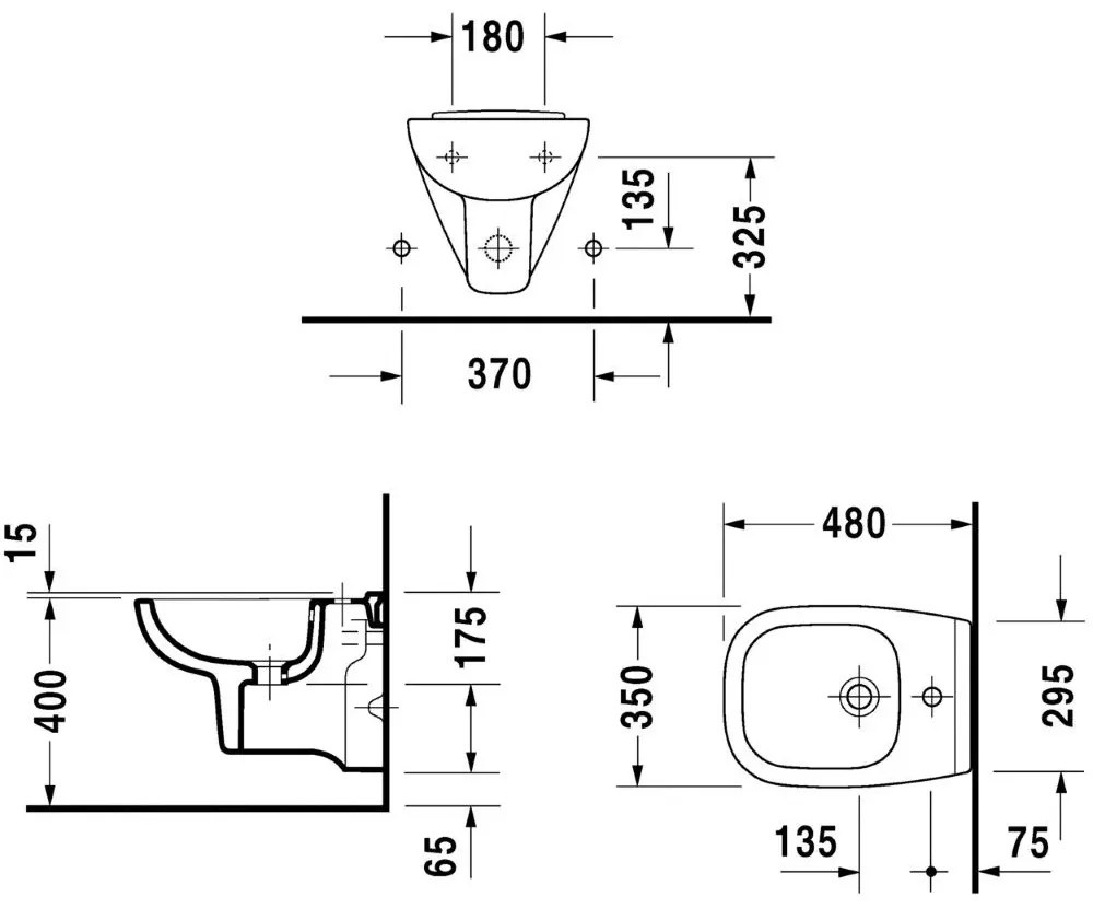 Duravit D-Code Compact Bideu suspendat 35x48 cm
