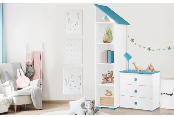 Comodă PABIS 87x83 cm alb/albastru