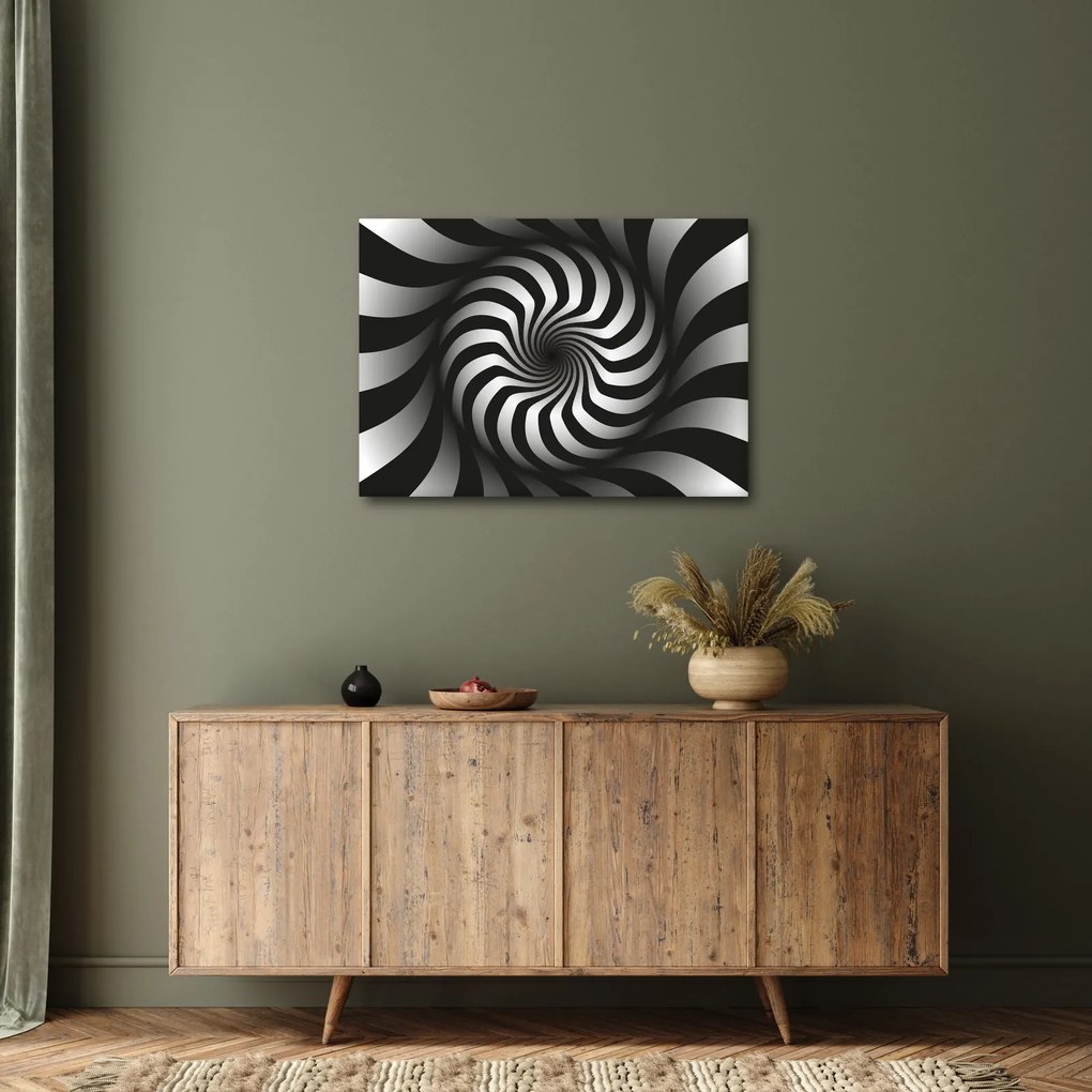 Tablou abstract cu spirala alb neagră (70x50 cm)