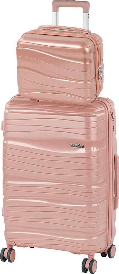 TraveLux Voyager III set valiză rulantă aur roz