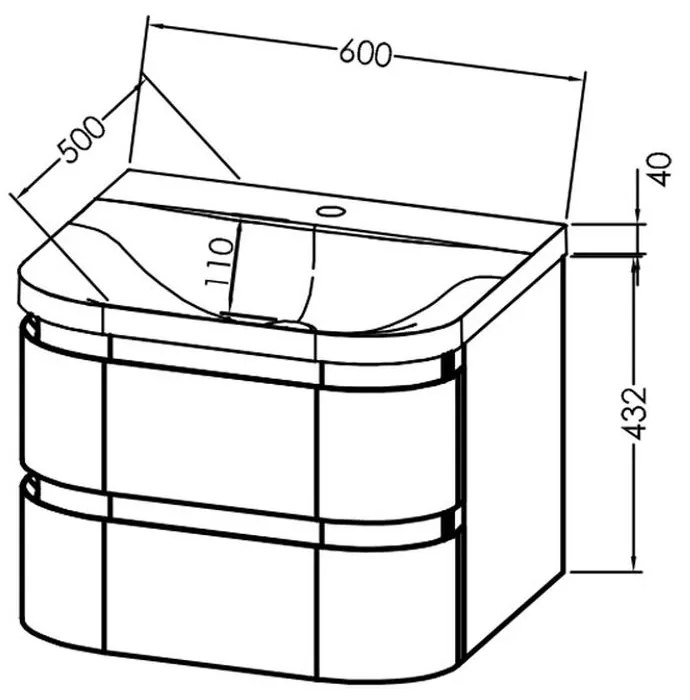 Set dulap baie cu lavoar inclus KolpaSan Vittoria 60 cm, gri inchis mat Gri inchis mat, 600x432x500 mm