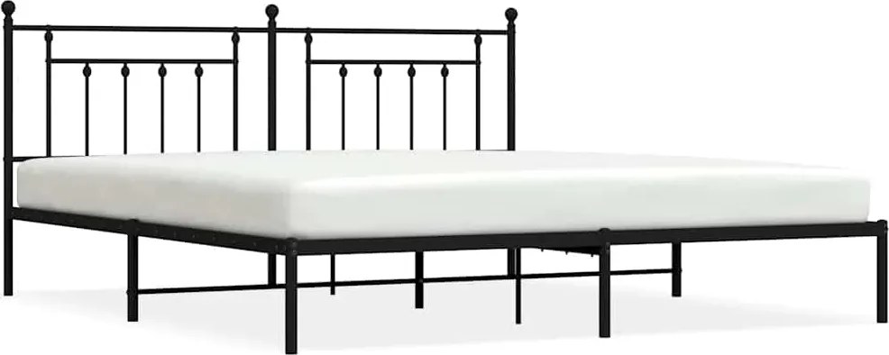 vidaXL Cadru de pat metalic cu tăblie, negru, 193x203 cm