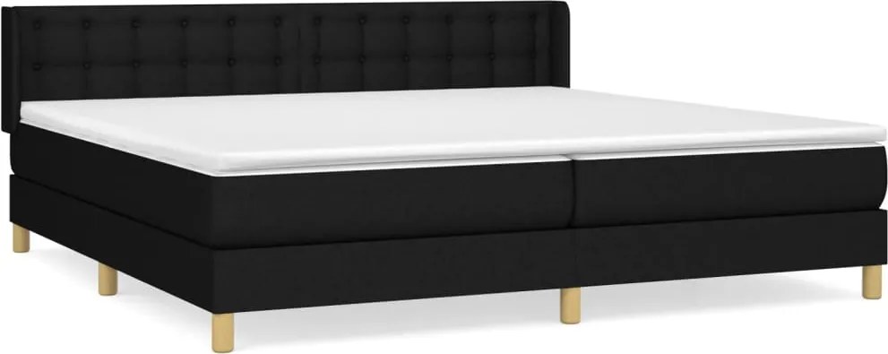 vidaXL Pat box spring cu saltea, negru, 180x200 cm, catifea
