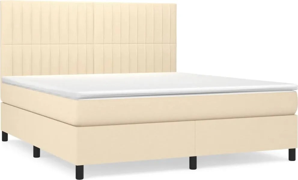 vidaXL Pat continental cu saltea, crem, 180x200 cm, textil
