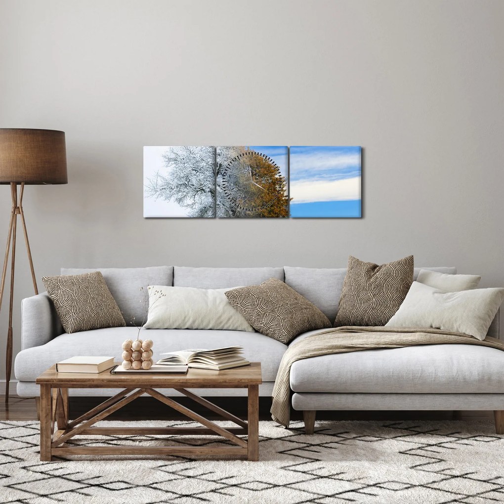 Tablou - Schimbarea anotimpurilor (cu ceas) (90x30 cm)