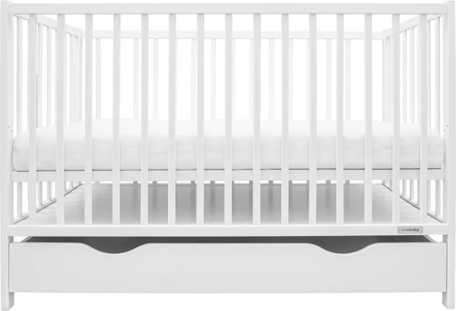 Pătuț pentru copii New Baby Basic cu sertar, alb