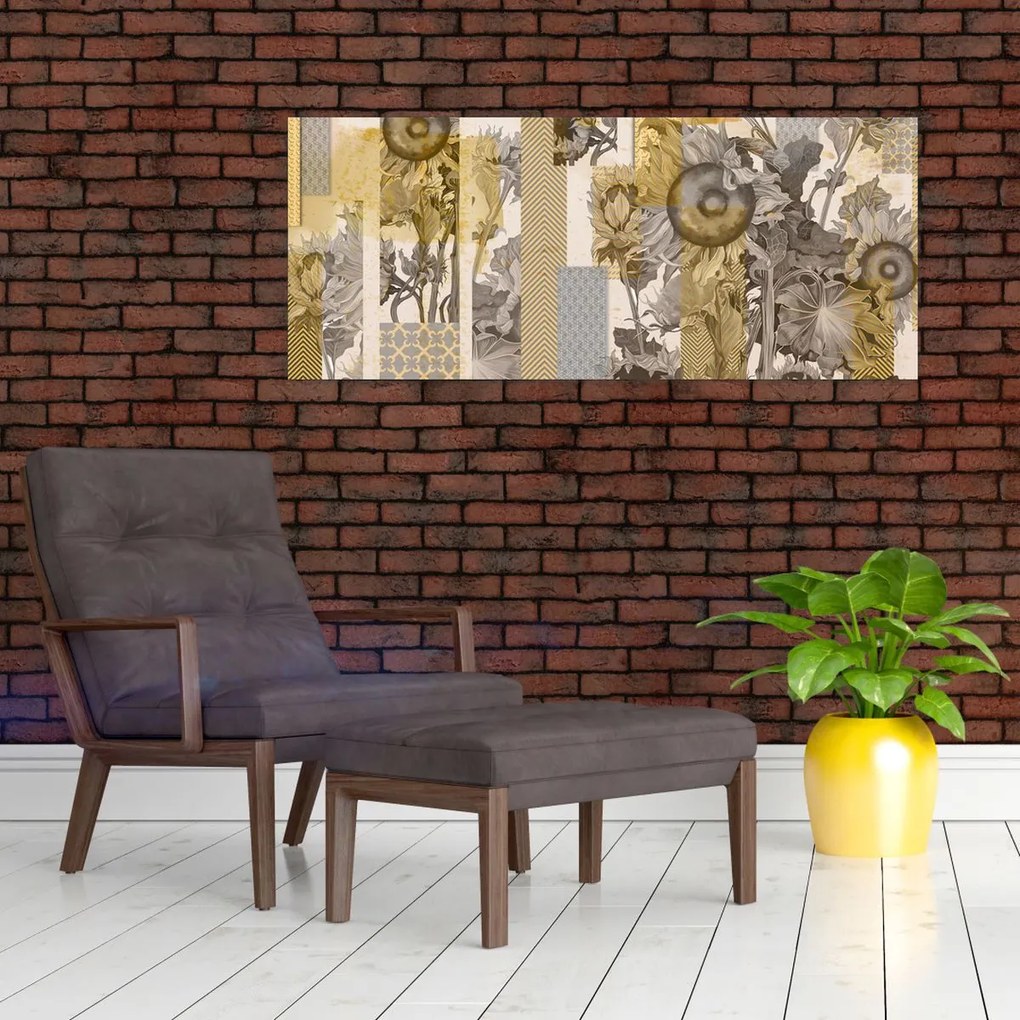 Tablou - Colaj cu floarea-soarelui (120x50 cm)