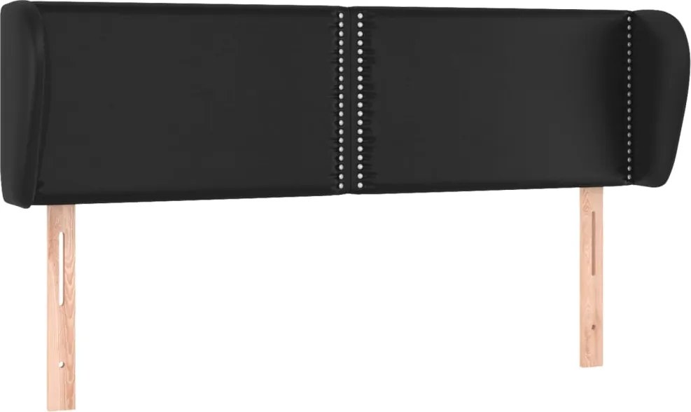 vidaXL Tăblie de pat cu aripioare negru 147x23x78/88cm piele ecologică