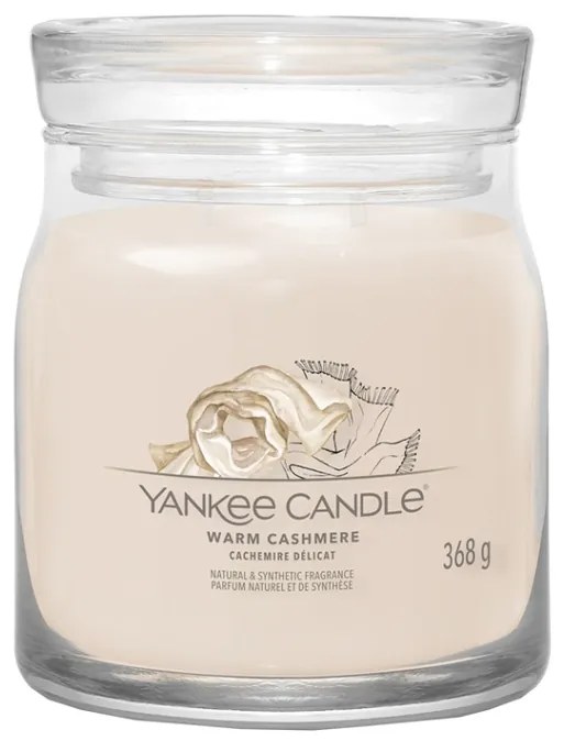Lumânare parfumată Yankee Candle Signature  în borcan, medie, Warm Cashmere, 368 g