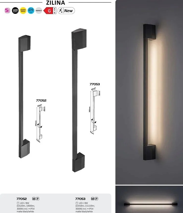 Aplica perete exterior design liniar IP54 Zilina 90cm