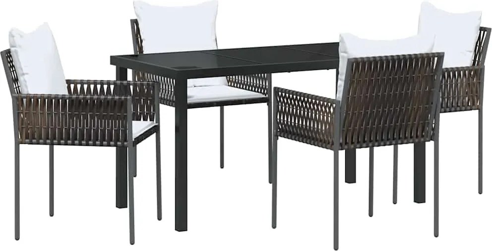 vidaXL Set de masă pentru grădină 5 pcs Maro și negru Ratan PE