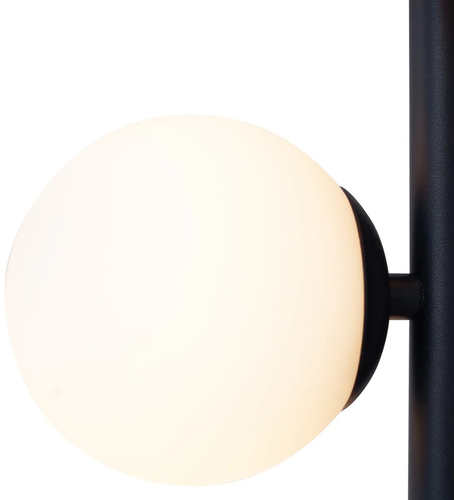Lampă suspendată de design neagră cu sticlă mată cu 5 lumini - Vertical