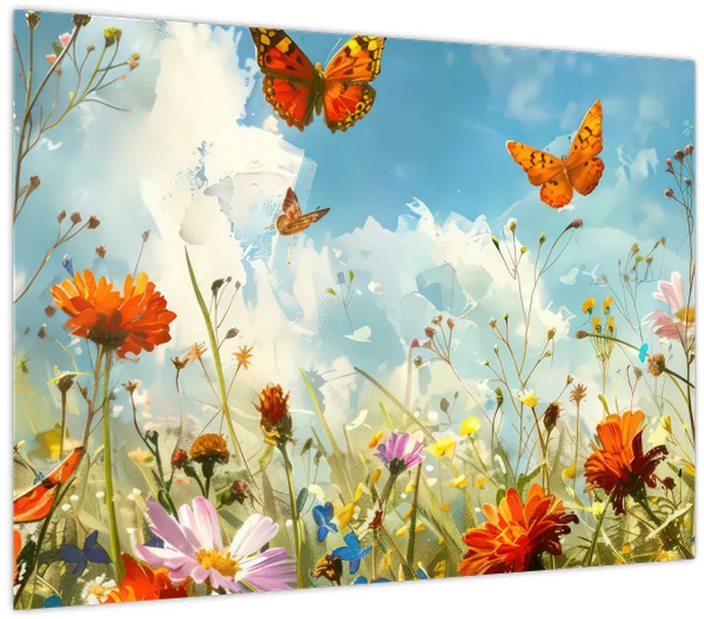 Tablou - Fluturi pe pajiștea de vară (70x50 cm)