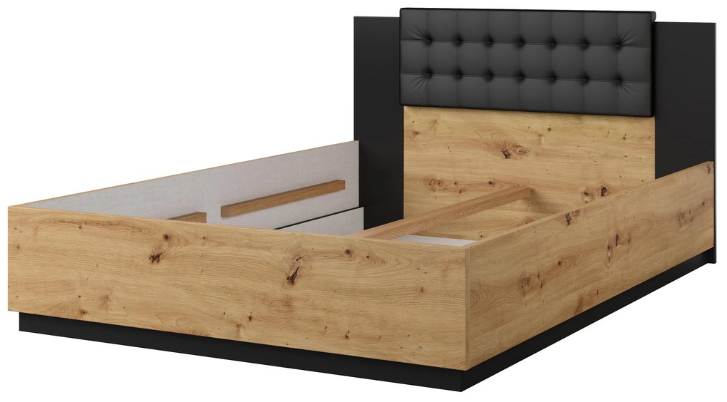 Pat matrimonial 140 cm Signat Typ30 (stejar artisan + negru mat). 1118232