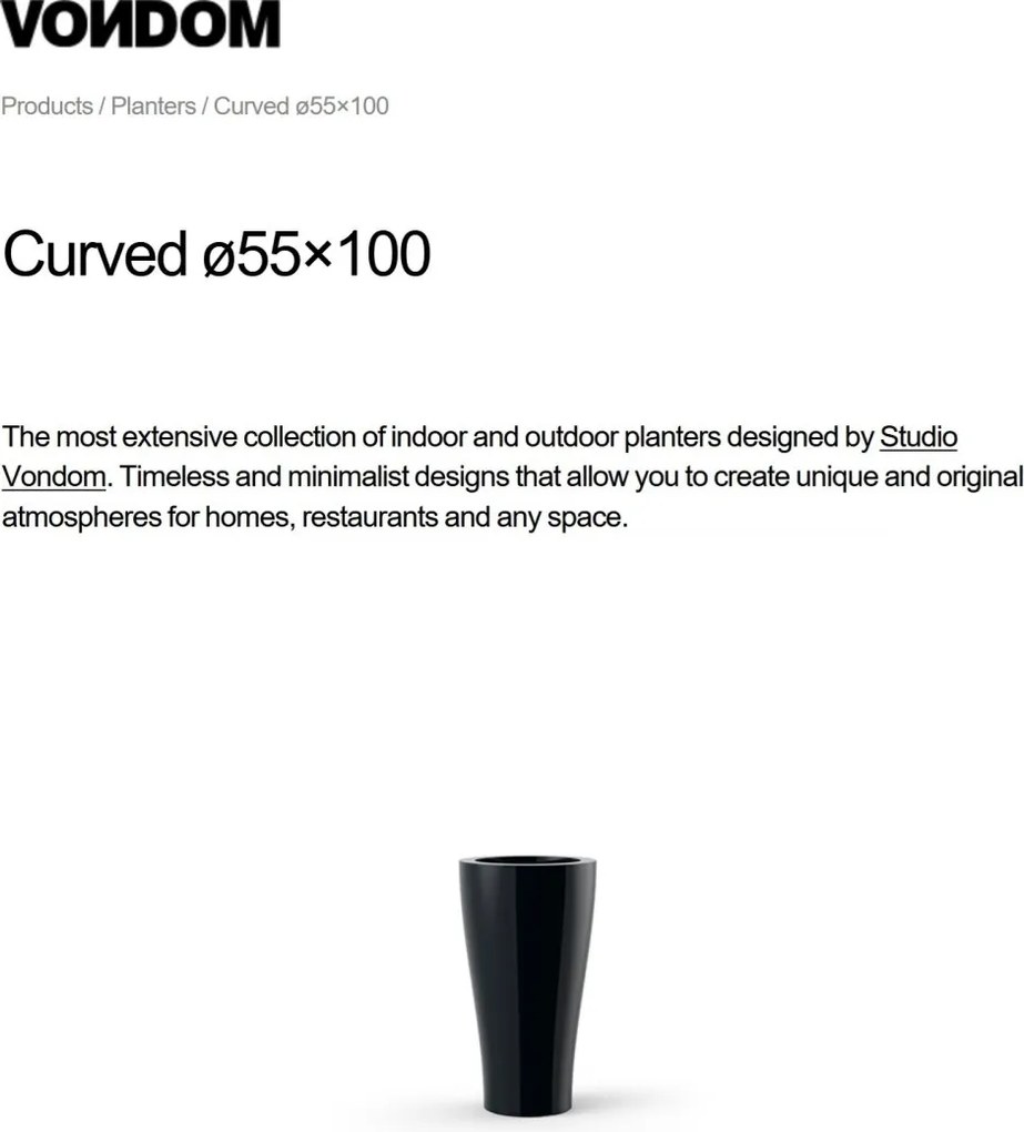 Ghiveci plante design decorativ modern exterior / interior CURVED 55x100cm