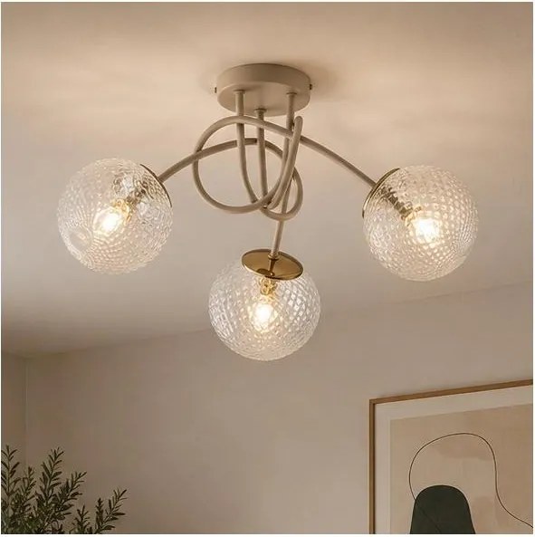 Brilagi - Lustră aplicată STELLA 3xE27/60W/230V bej/auriu