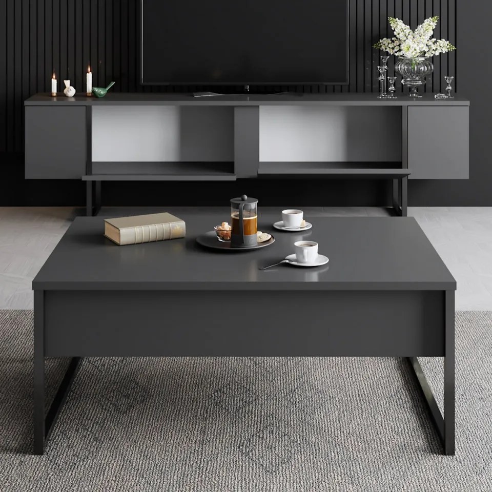 Comoda TV Luxe, Antracit / Negru
