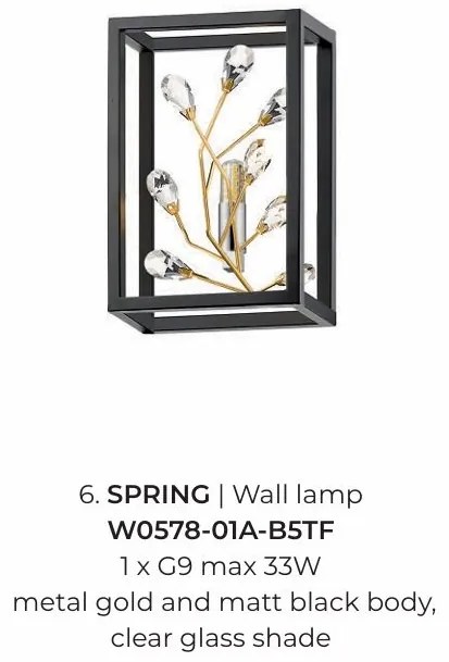 Aplica de perete eleganta design modern Spring auriu, negru