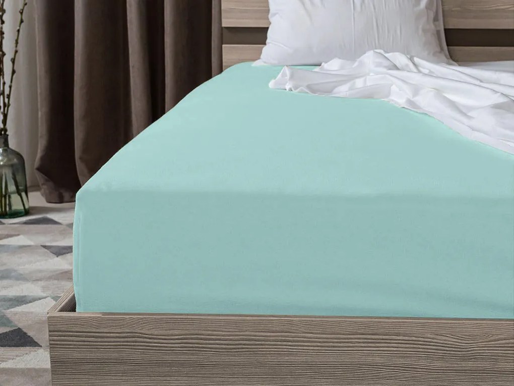 Cearsaf Jersey EXCLUSIVE cu elastic verde mentol deschis 160 x 200 cm