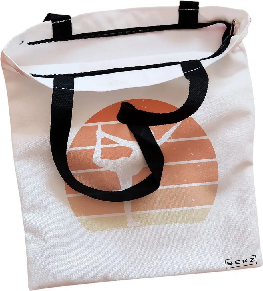 Sacosa de Panza pentru Cumparaturi, Geanta Tote, Yoga 6, Cu fermoar, 38x34.5 cm, Alba, BEKZ®
