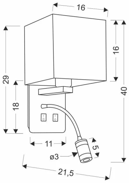 Aplică LED MAGNUM 1xE27/40W/230V + LED/3W albă