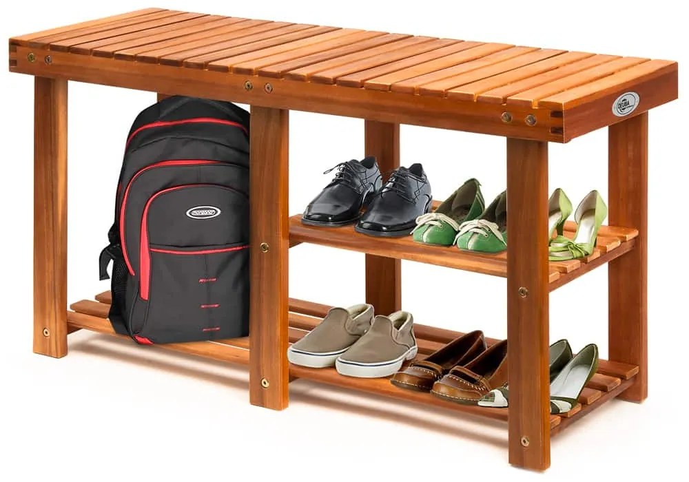 Deuba Raft pentru încălțăminte și bancă 2 în 1 salcâm - 87x28x45 cm