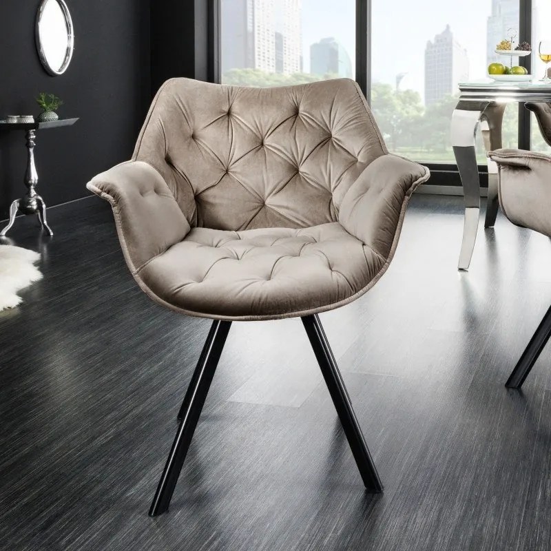 Scaun pivotant The Dutch Comfort, catifea sampanie greige