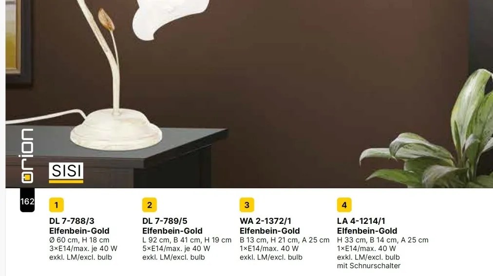 Lustra aplicata design elegant SISI 3L ivory-gold