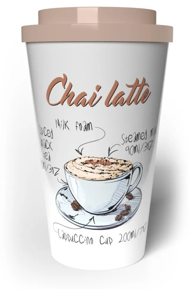 Cană de călătorie cu perete dublu Banquet COFFEE 0,5 l, Chai latte