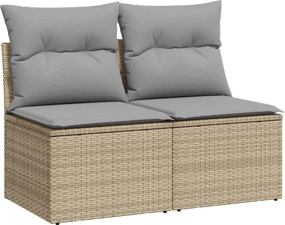 vidaXL Set canapele grădină cu perne 2 piese bej poliratan/lemn acacia
