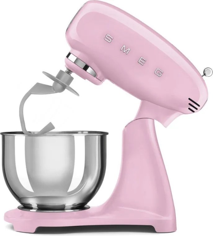 Mixer planetar SMEG SMF03PKEU, 800 W, 4,8 l, 10 viteze, Functie de pornire treptata, Roz