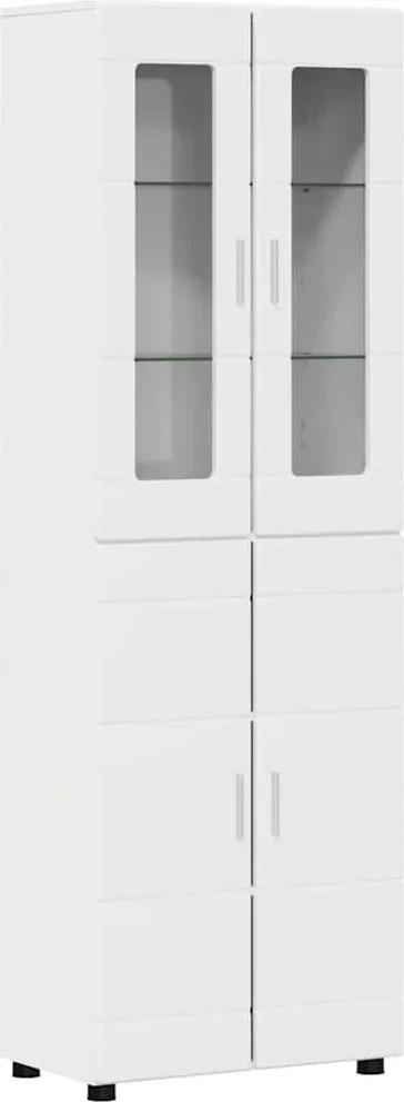 vidaXL Bufet cu raft FLORIN Alb lucios 60 x 35 x 182 cm Lemn compozit