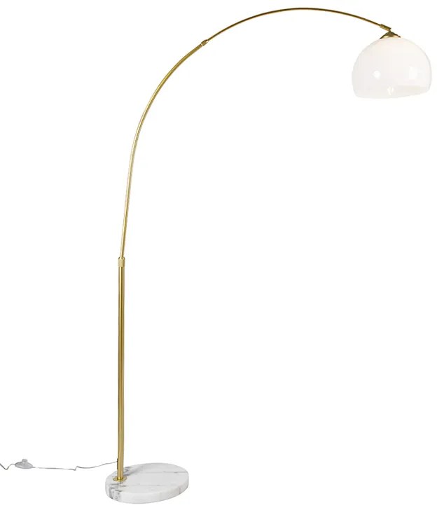 Lampă cu arc modernă din alamă cu abajur alb - Arc Basic