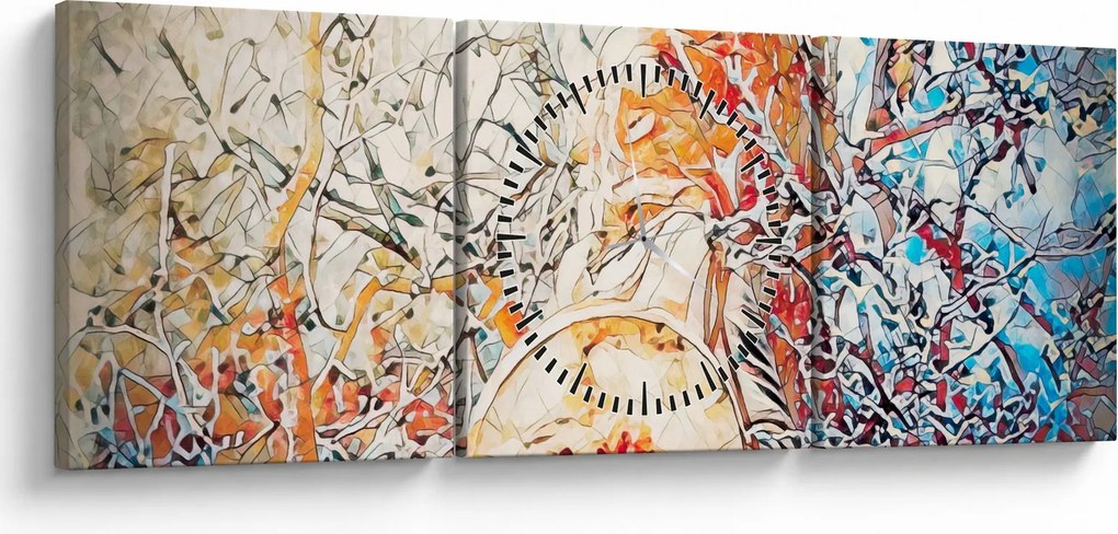 Tablou - Abstract mozaic (cu ceas) (90x30 cm)