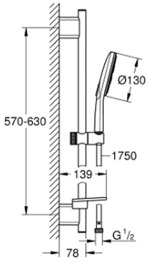 Set para de dus 130, 3 jeturi, bara si furtun de 60 cm, crom
