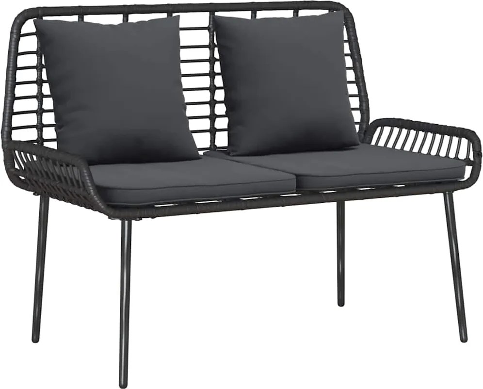 vidaXL Bancă de grădină Negru și antracit poliratan