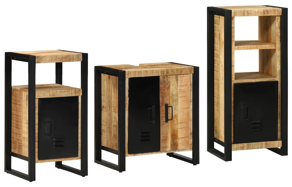 vidaXL Set de mobilier pentru baie 3 pcs Maro Lemn de mango solid
