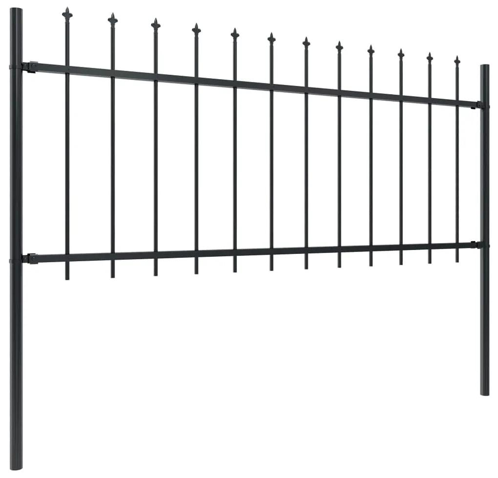 Gard de gradina cu varf sulita, negru, 13,6 x 0,8 m, otel 1, 0.8 m, 13.6 m