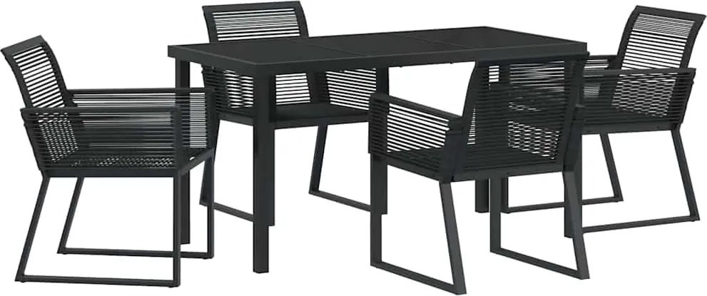vidaXL Set de masă pentru grădină 5 pcs Negru