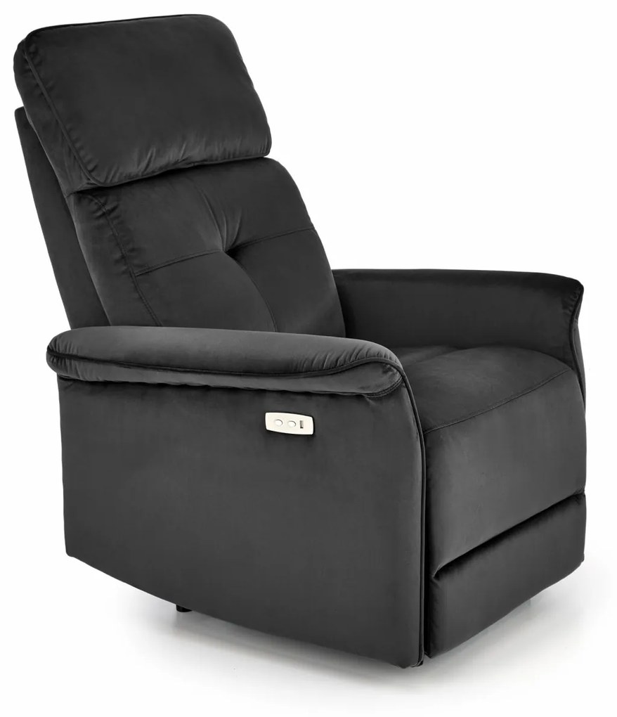 Fotoliu recliner Semir velvet negru H108 cm