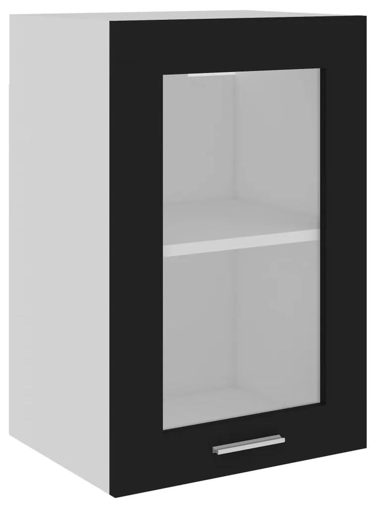 802506 vidaXL Dulap de sticlă suspendat, negru, 40 x 31 x 60 cm, PAL