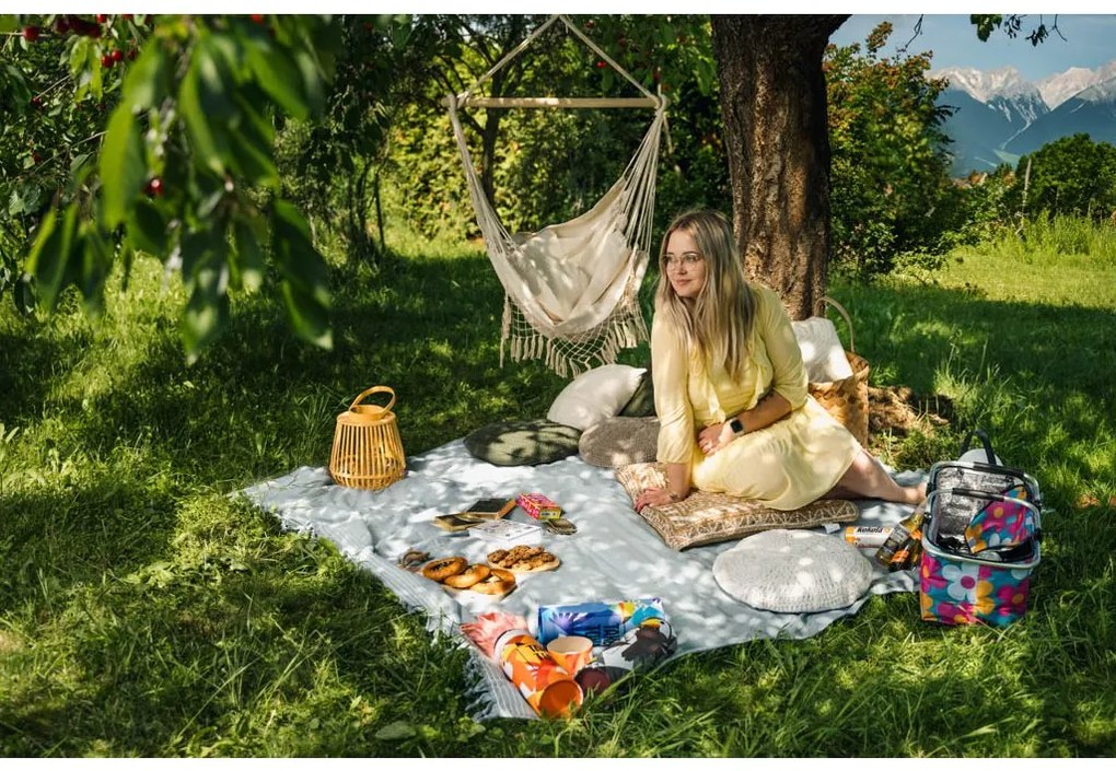 Scaun suspendat gri PALAK cu suport negru