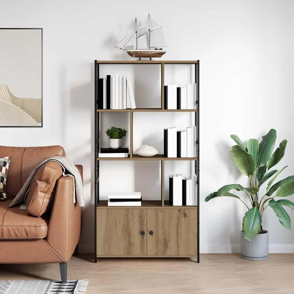 vidaXL Raft pentru cărți stejar artizanal 80 x 30 x 155.5 cm
