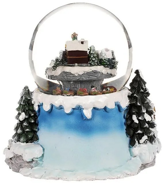 Glob de Crăciun Peisaj de iarnă, luminos, rotativ,melodie, 19 x 19 x 18 cm
