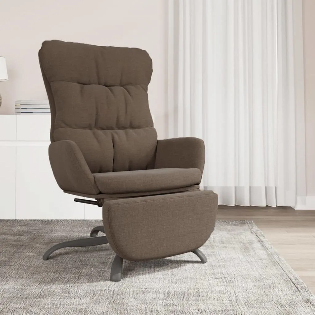 3097597 vidaXL Scaun de relaxare cu taburet, maro, material textil