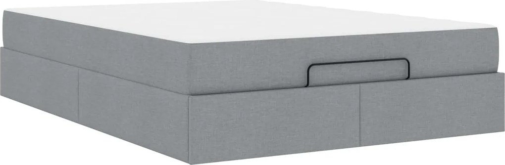 vidaXL Cadru de pat cu saltea cu saltea 2 pcs Gri deschis țesătură